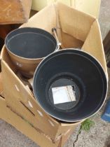 A box containing vintage stage lamps for restoration