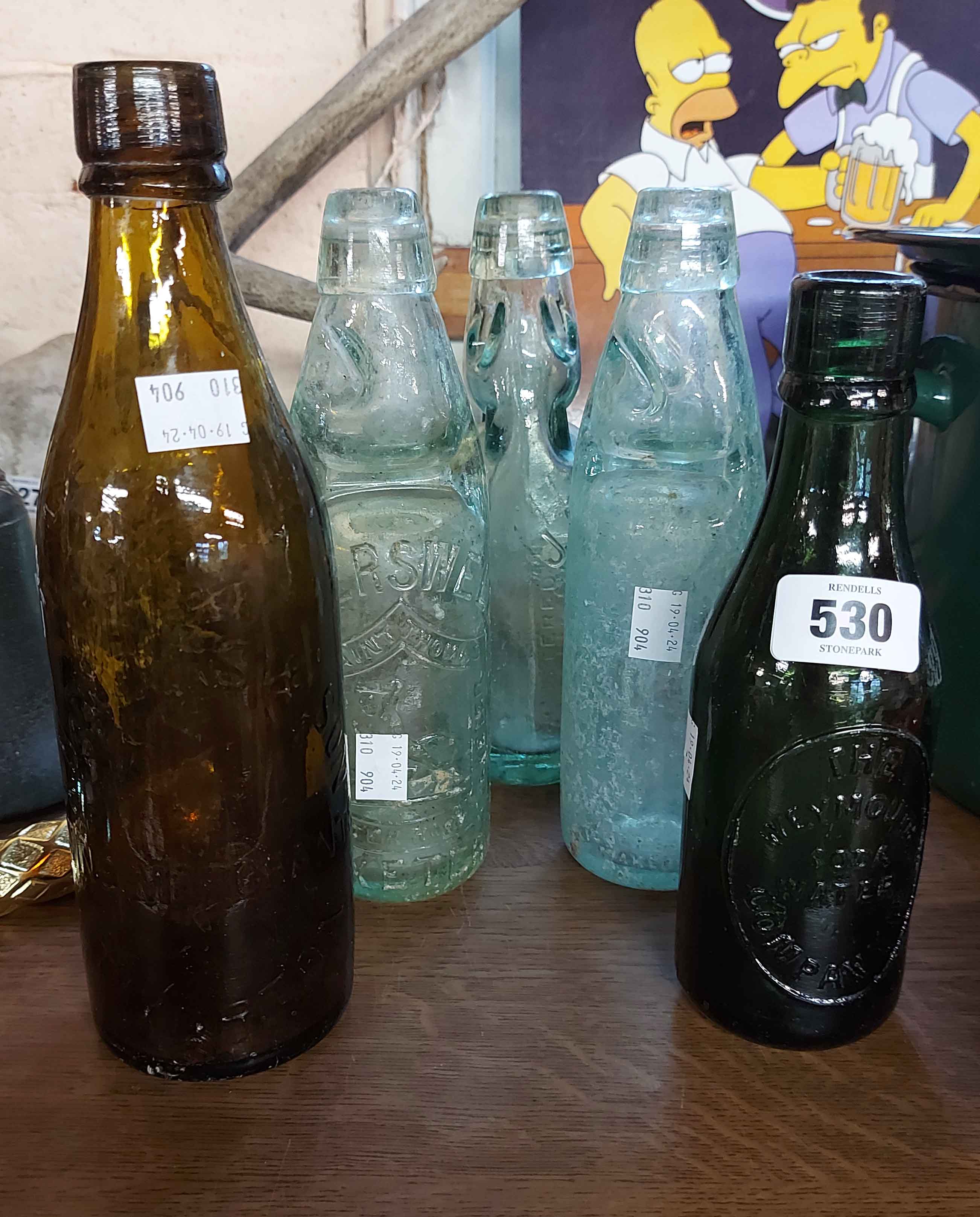 Three codd bottles and two others