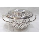 A Slater, Slater and Holland (Holland, Aldwinckle & Slater) silver saucer lidded two handled cup