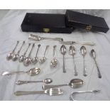 A bag containing a quantity of small silver and white metal cutlery items including silver and