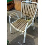 Two white metal framed garden seats a/f