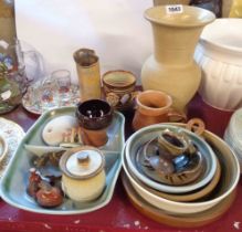 A quantity of Studio Pottery including bowls, figurines, vases, etc. - sold with two pieces of