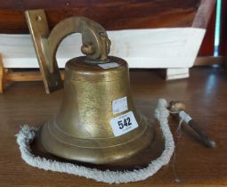 An antique brass ship's bell