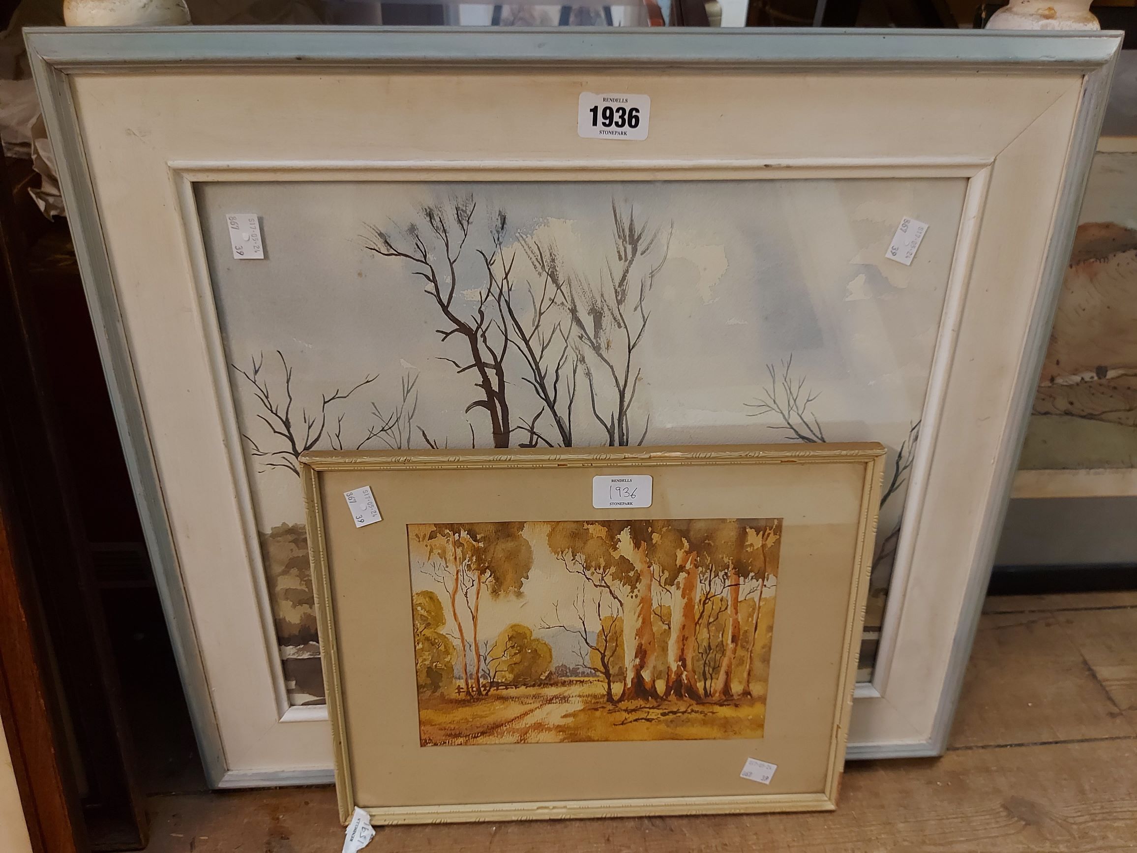 Harry Buckie (Australian): a framed watercolour, depicting a woodland riverbank - details verso -