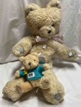 A vintage Teddy bear with growler - sold with a small modern Teddy bear