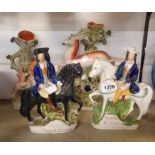 A pair of 19th Century Staffordshire figures 'Tom King' and 'Dick Turpin' - sold with two others