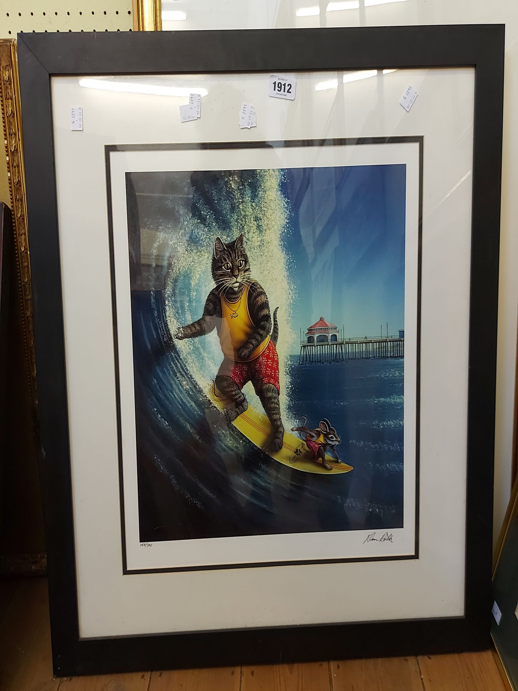 Don Roth: a framed large format limited edition coloured print entitled 'Kool Kat Surfer' - numbered