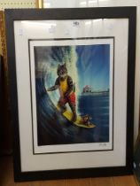 Don Roth: a framed large format limited edition coloured print entitled 'Kool Kat Surfer' - numbered