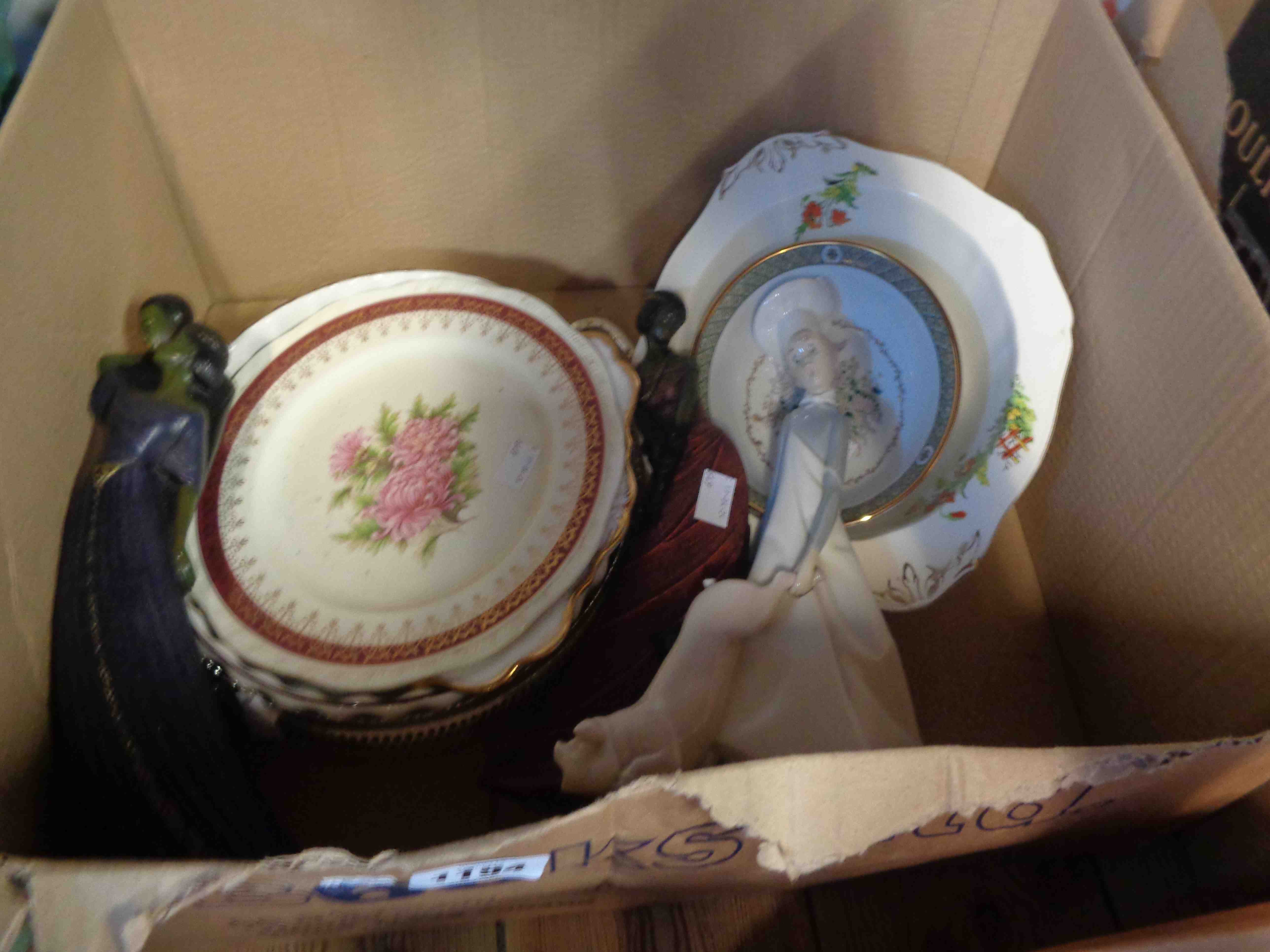 A box containing a quantity of ceramics and other collectable items including a Lladro figure,