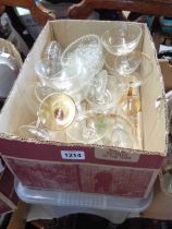 A box and a crate containing a quantity of glassware