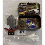 A Bugatti owners club badge - sold with a small tin of Bugatti owner's club enamel badges, etc.