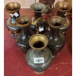Five old cloisonné vases of various design including Chinese style decoration, etc. - a/f
