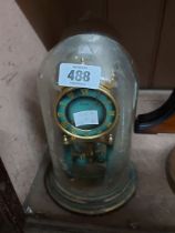 A vintage Kundo painted brass anniversary clock, under glass dome - sold with a battery similar -