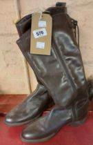 A pair of Clarks lady's brown leather boots - size 6