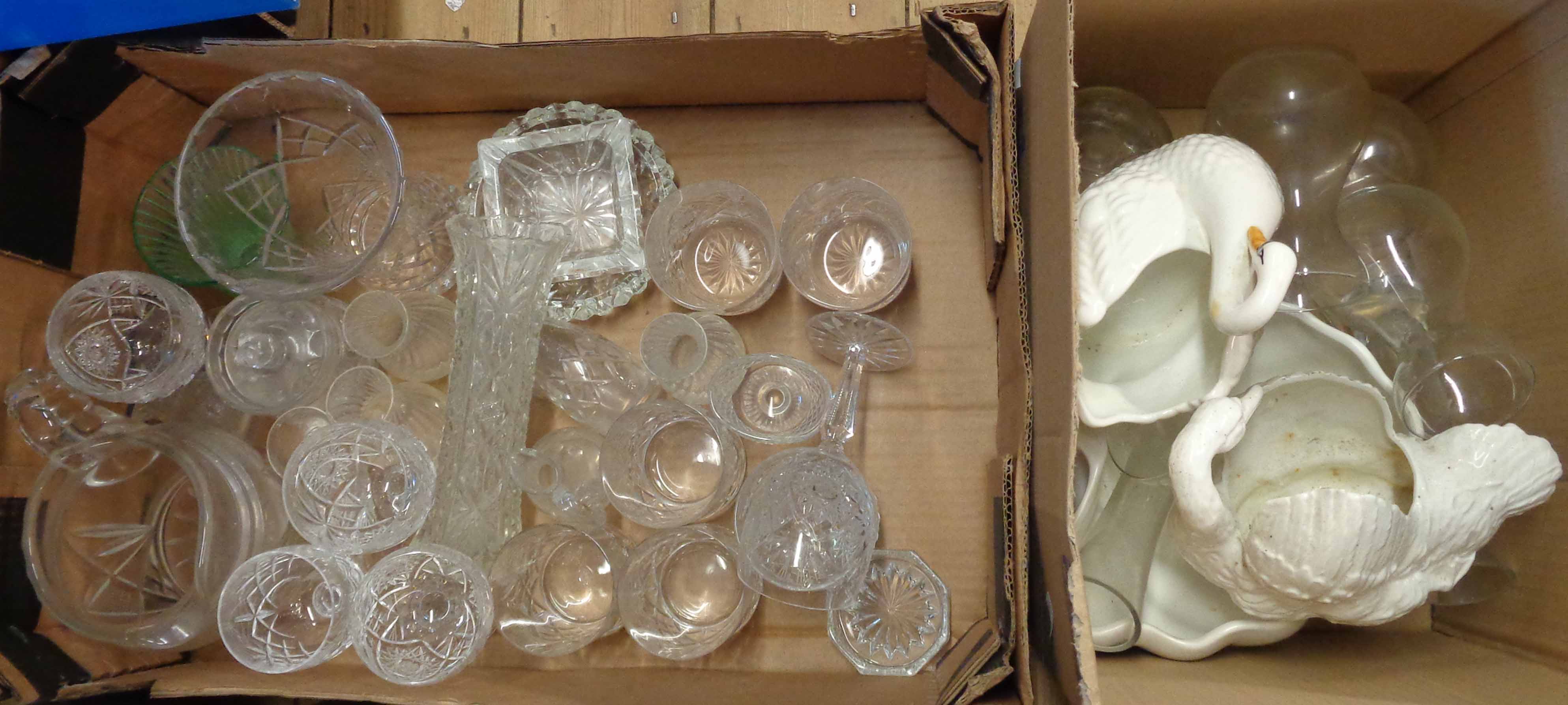 A box containing a quantity of cut and other glassware - sold with another box containing a small