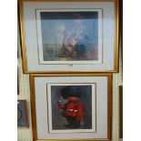 †Barry Leighton-Jones: two similar gilt framed limited edition large format coloured prints, one