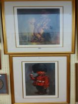 †Barry Leighton-Jones: two similar gilt framed limited edition large format coloured prints, one