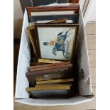 A box containing a quantity of assorted pictures and prints including Simon Drew, Basil Ede, etc.