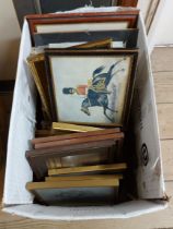 A box containing a quantity of assorted pictures and prints including Simon Drew, Basil Ede, etc.