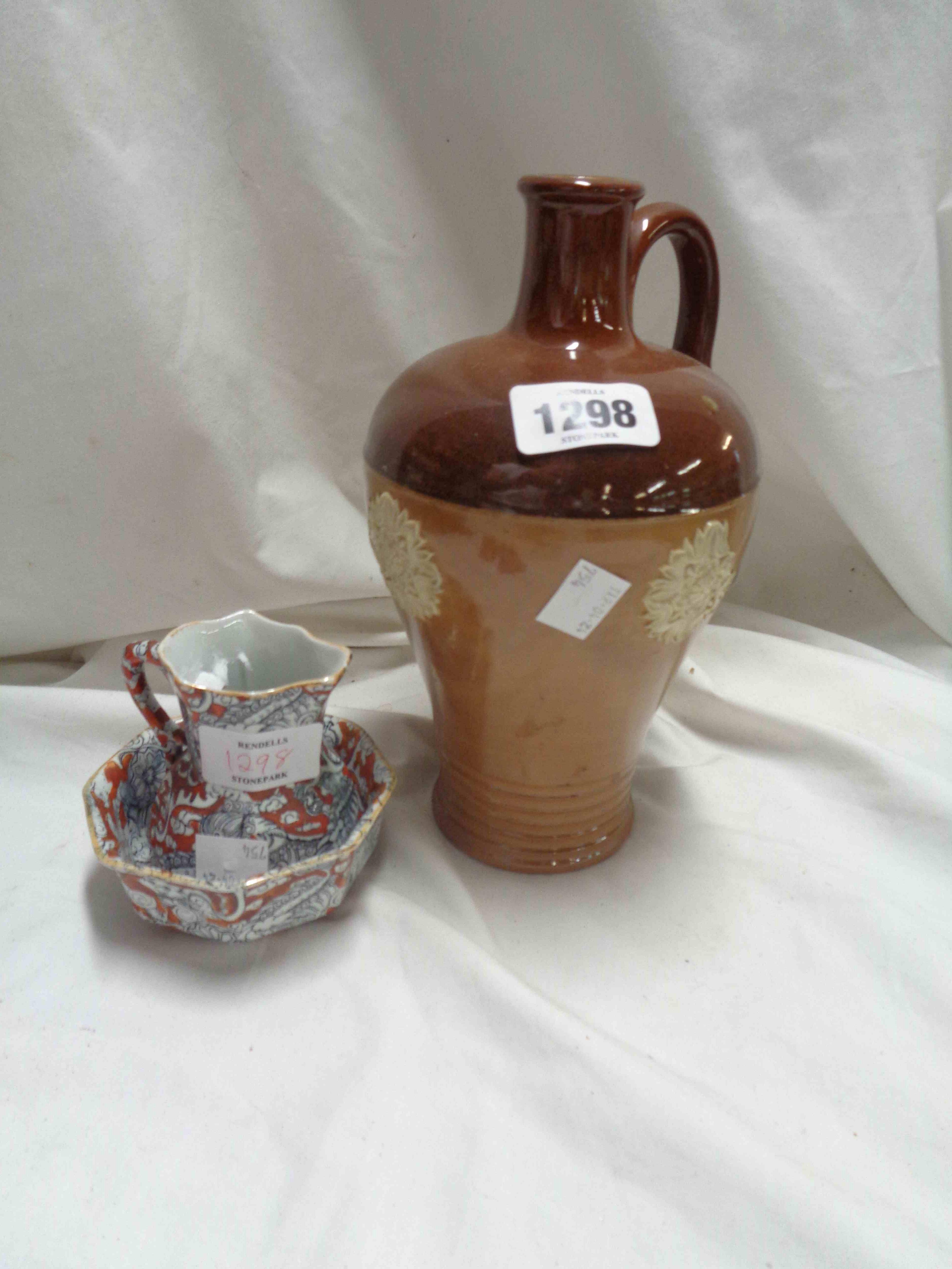 An early 19th Century Mason's Ironstone miniature jug and bowl - sold with a small Doulton Lambeth