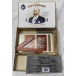 A King Edward tobacco case with other tobacco cases, Eagle Automatic pencil lead boxes, etc.