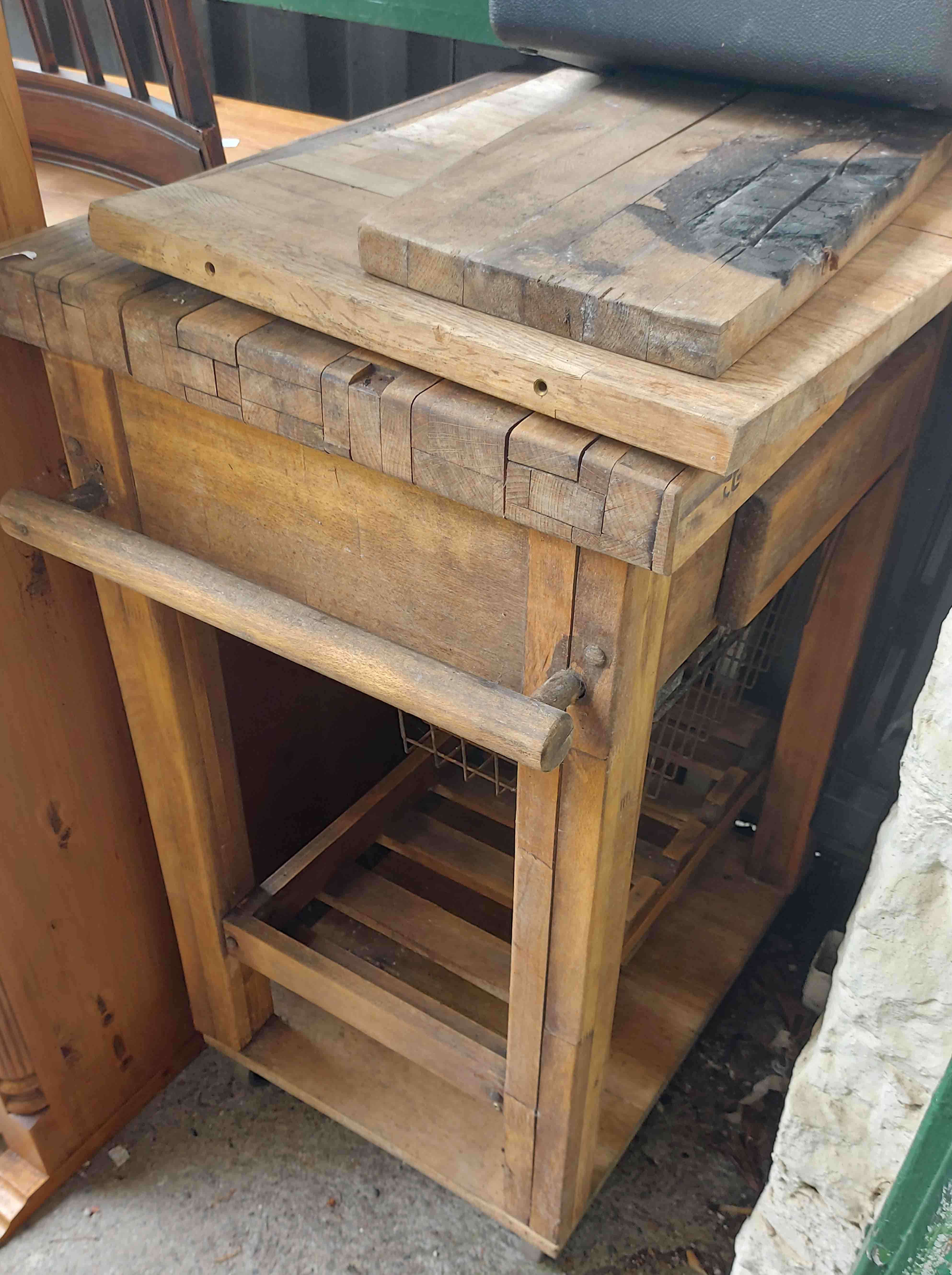 A modern wooden butchers block trolly - a/f