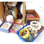 A box containing a large quantity of assorted costume jewelley and other items