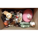 A box containing a quantity of ceramics including Wedgwood green Jasper trinket box, etc.