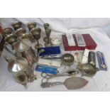A box containing a quantity of silver plated and other items