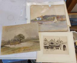 A selection of unframed watercolours - all landscapes