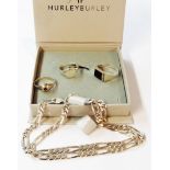 A 'Hurleyburley' box containing a convention marked 925 silver part kerb-link neck chain a silver