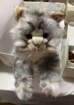 Five boxed Stieff stuffed toys including a large cat, Annual Steiff Ornament "Santa's Surprise",