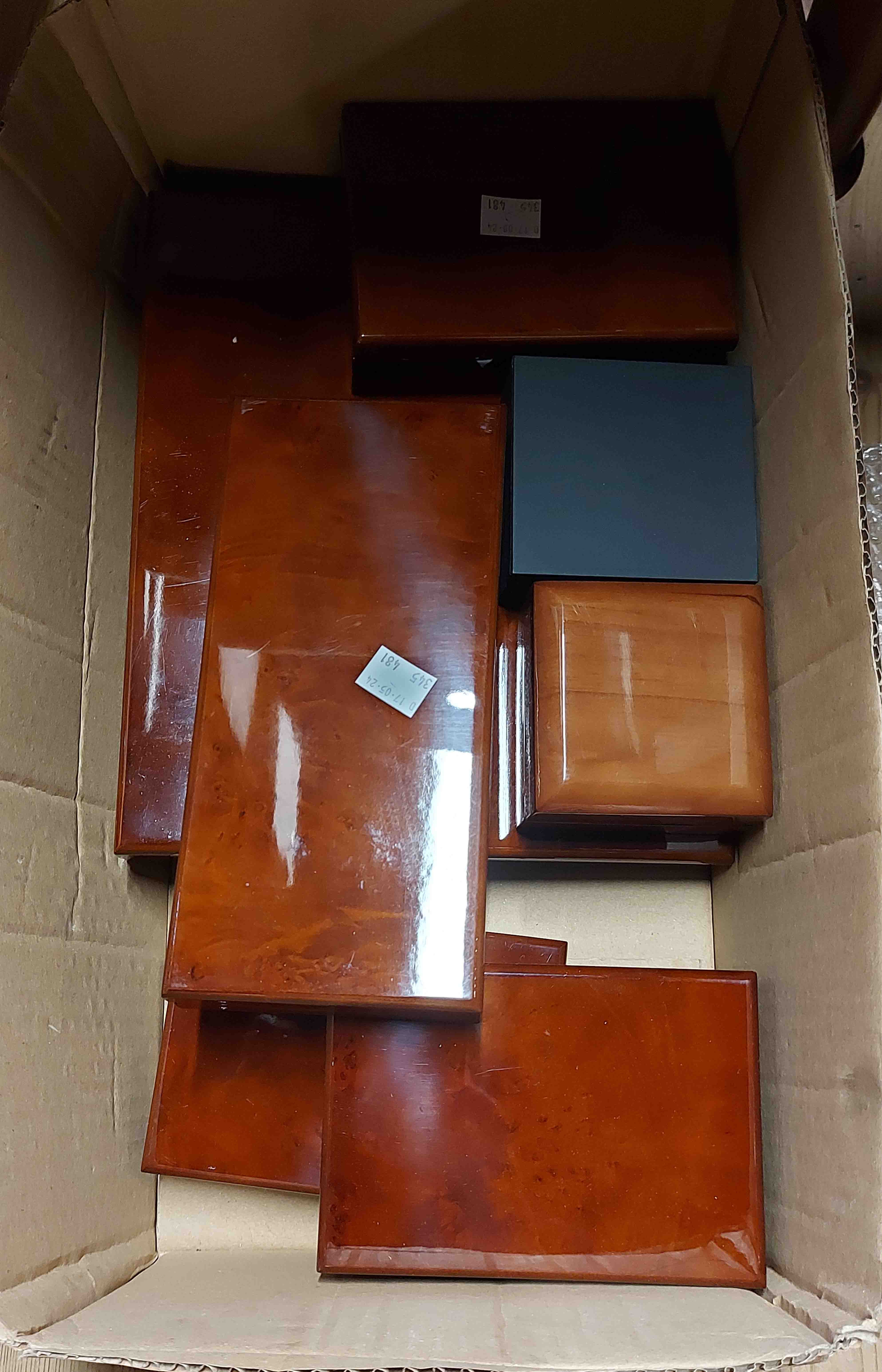 A box containing a quantity of modern jewellery boxes