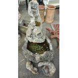 A concrete otter fountain - sold with two other otter ornaments