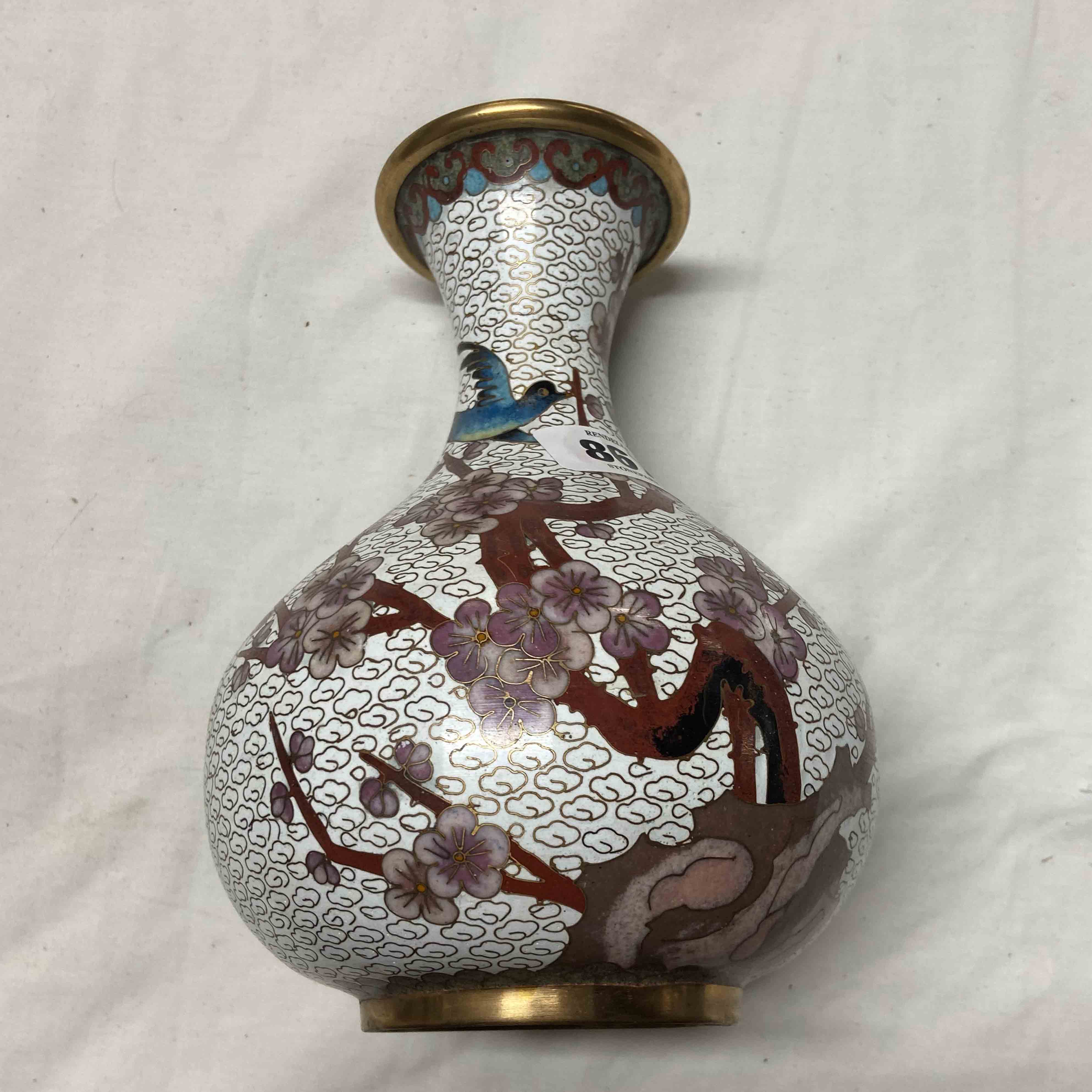 A modern cloisonné vase with prunus decoration