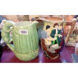 A Burleigh pottery relief moulded jug 'The Runaway Marriage' (restoration to base) - sold with a