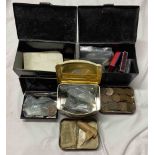 Three tins containing assorted GB and other coinage - some 19th Century examples