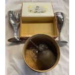 A small quantity of collectable items including love token goblet, small quantity of one pennies,