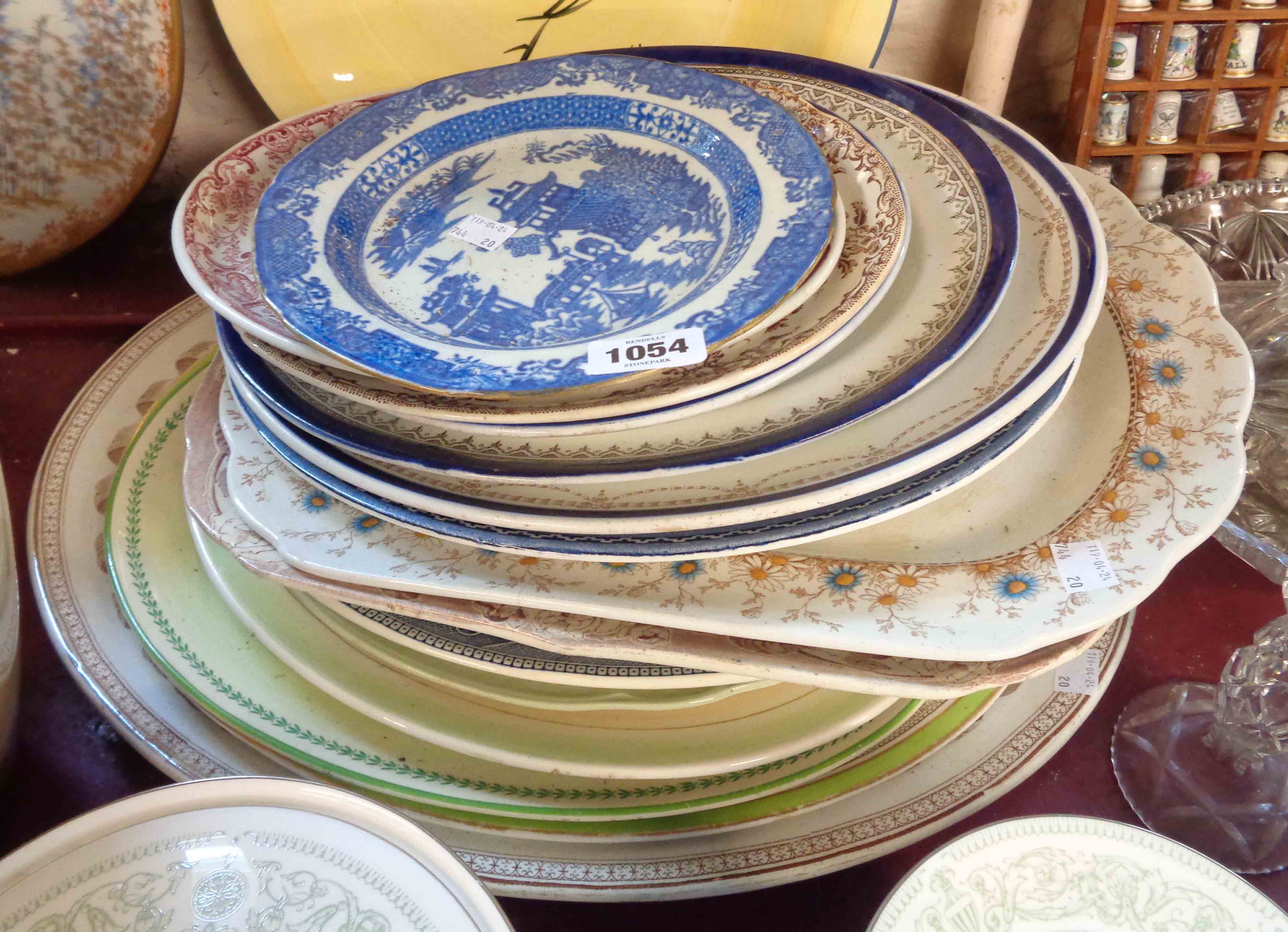 A quantity of ceramic meat plates of various size, maker and design - sold with a 19th Century