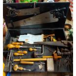 A vintage 1940's toolbox with contents and receipt - sold with a vintage garden sprayer
