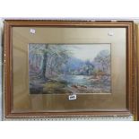 †J.A.A. Brown: a gilt framed and slipped watercolour entitled 'On the Teign, Devon' - signed and
