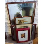 A selection of framed mainly decorative coloured prints - various formats, artists and subject