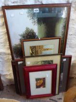 A selection of framed mainly decorative coloured prints - various formats, artists and subject