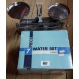 A set of vintage Bristol Scales service scales - sold with a boxed seven piece water set