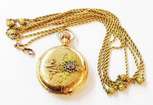 A vintage Waltham ornate gold plated cased hunter pocket watch with applied contrasting detail and