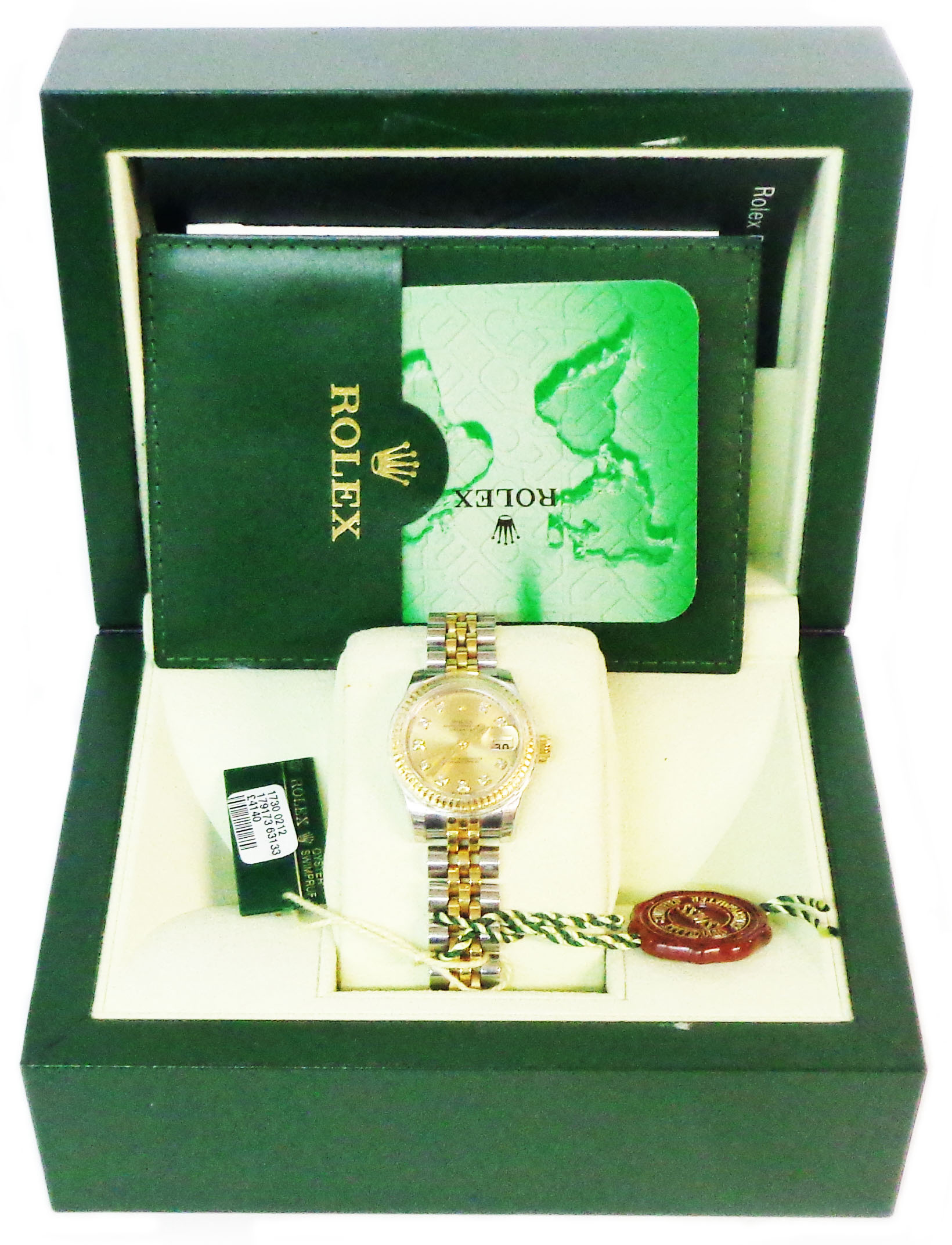 A 2007 Rolex Oyster Perpetual Datejust lady's bi-metal wristwatch with diamond set numeral