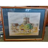 Edward Prince: a framed watercolour entitled 'Deddington Church: - signed and dated '89 - sold