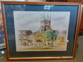 Edward Prince: a framed watercolour entitled 'Deddington Church: - signed and dated '89 - sold