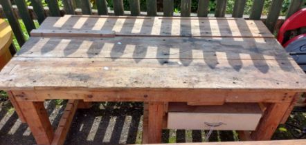 An old wooden worktable