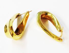 A pair of marked 750 yellow metal loop earrings